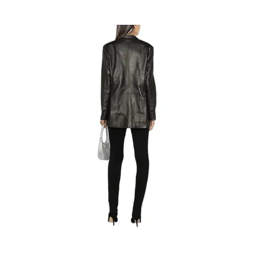 Peak-Lapels Sheepskin Blazer
