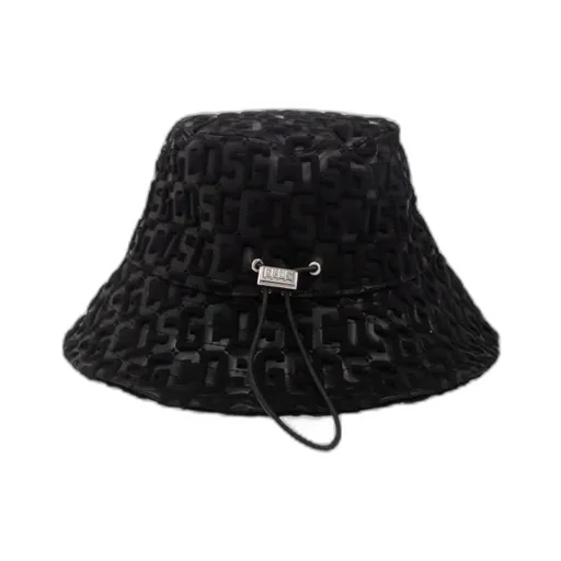 Embossed-Monogram Drawstring Bucket Hat