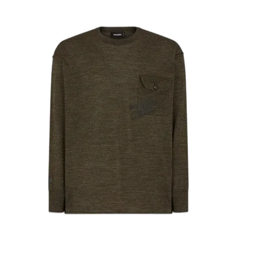 Flap Pocket Crew Neck Jumper