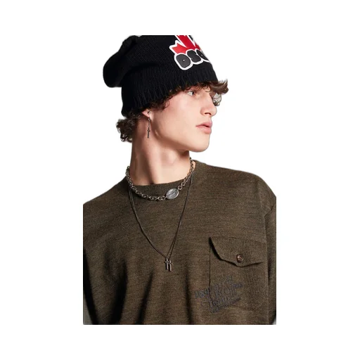 Flap Pocket Crew Neck Jumper