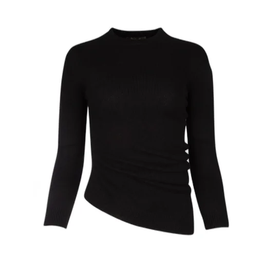 Asymmetric-Hem Cashmere Top