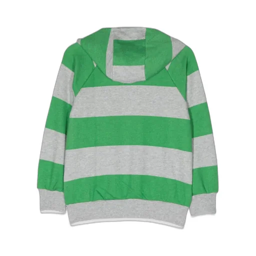 Logo-Patch Striped Cotton Hoodie