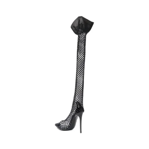 Gilda Fishnet Knee-High Boots