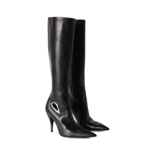 Off-White Crescent Pointed-Toe Boots
