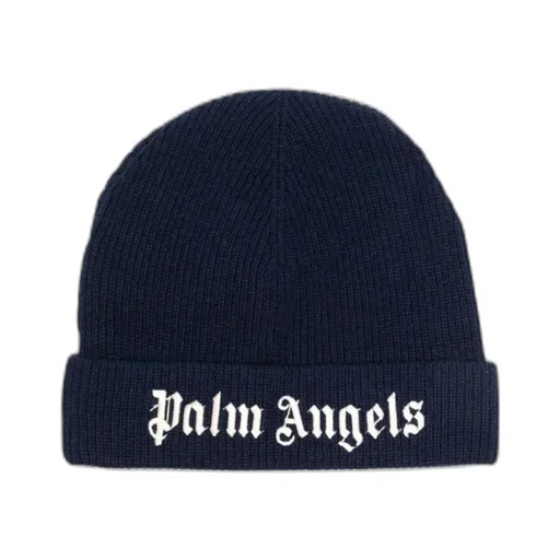 Palm Angels Kids Logo-Embroidered Turn-Up Hem Beanie