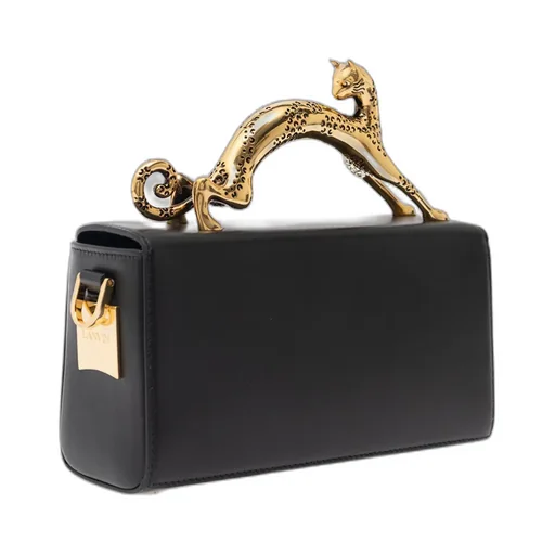 Pencil Cat Leather Tote Bag