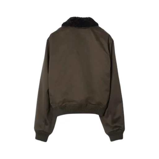 Burberry Long Sleeved Zipped Shearling-Collar Bomber Jacket