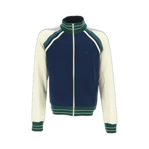 Striped-Trim Zipped Sweatshirt