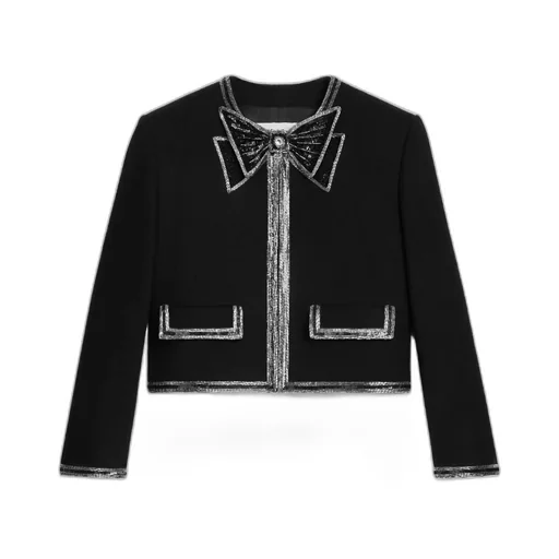 Embroidered Cardigan In Wool Cloth