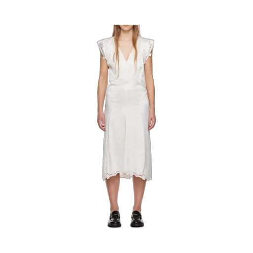 Lace-Trimmed Silk-Blend Midi Dress