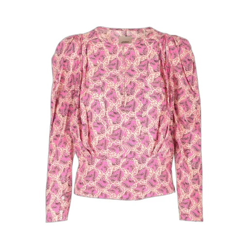 Isabel Marant Floral Printed Long Puff-Sleeved Blouse