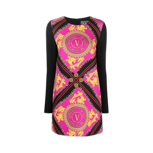 Versace Jeans Couture Chain-Printed Long Sleeved Mini Dress