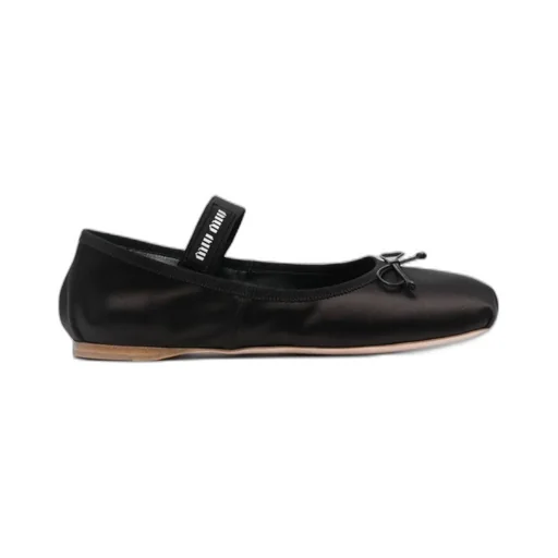 Bow-Detail Satin Ballerina Shoes