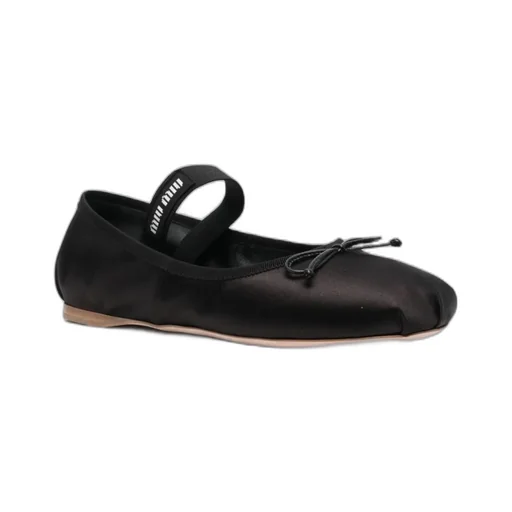 Bow-Detail Satin Ballerina Shoes