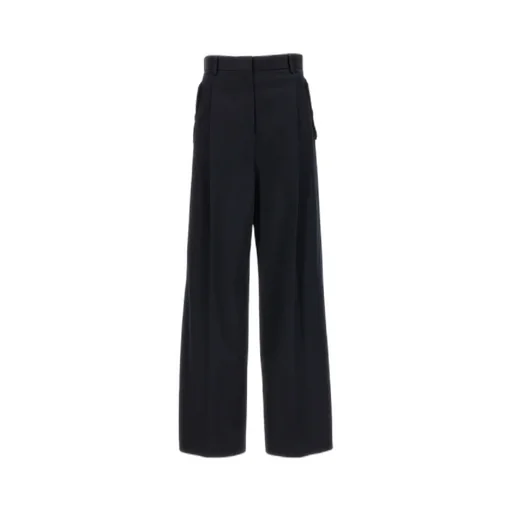 Lanvin High Waist Wide-Leg Gabardine Trousers