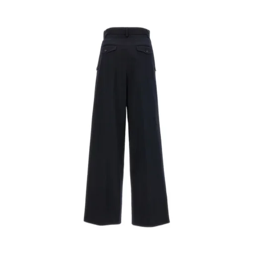 Lanvin High Waist Wide-Leg Gabardine Trousers