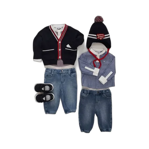 Emporio Armani Kids High Waist Straight Leg Jeans
