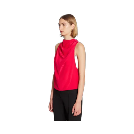 Draped Sleeveless Silk Top