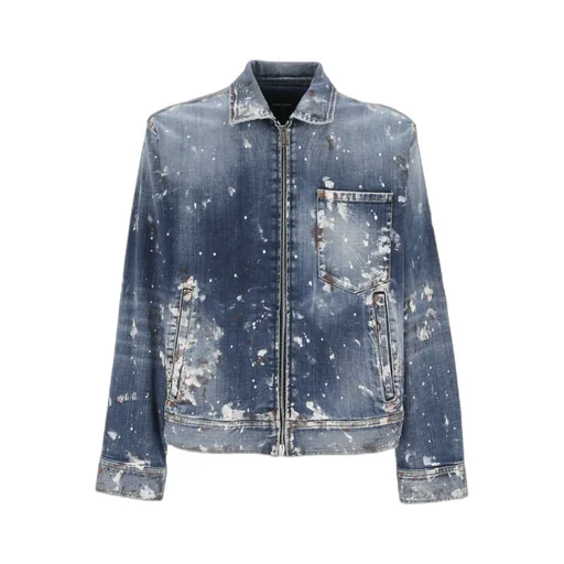 Red Spots Washed Denim Jacket