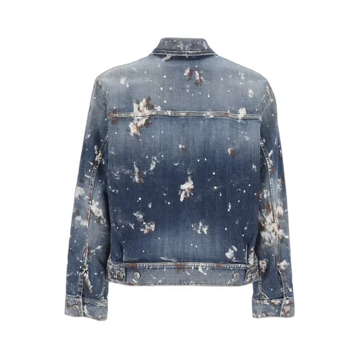 Red Spots Washed Denim Jacket