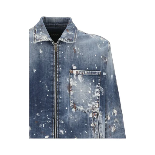 Red Spots Washed Denim Jacket