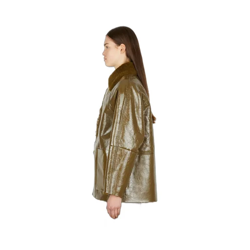 Lapel Spliced Leather Jacket