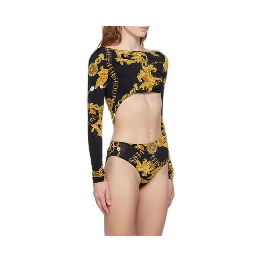 Chain Couture-Print Cut-Out Bodysuit