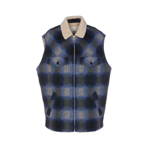 Isabel Marant Plaid-Check Zipped Shearling Gilet