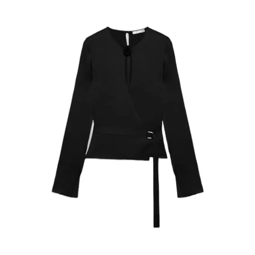 Blumarine Belted Long-Sleeve Top