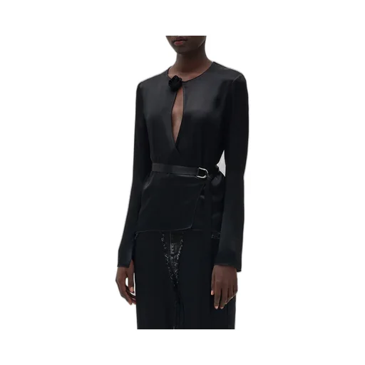 Blumarine Belted Long-Sleeve Top