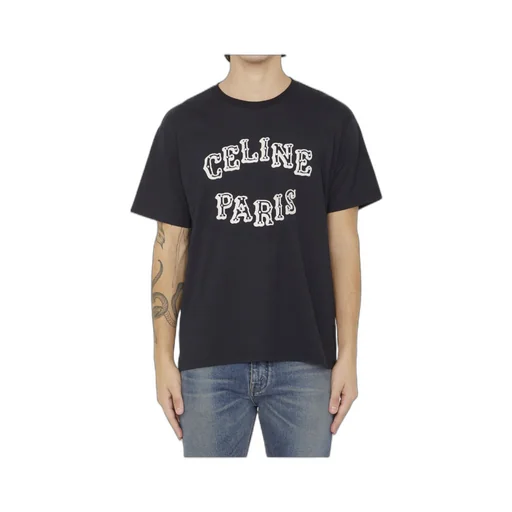 Celine Loose Embroidered T-Shirt In Cotton Jersey