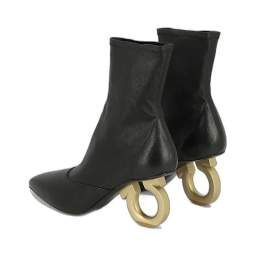 Square Head High-Heeled Boots