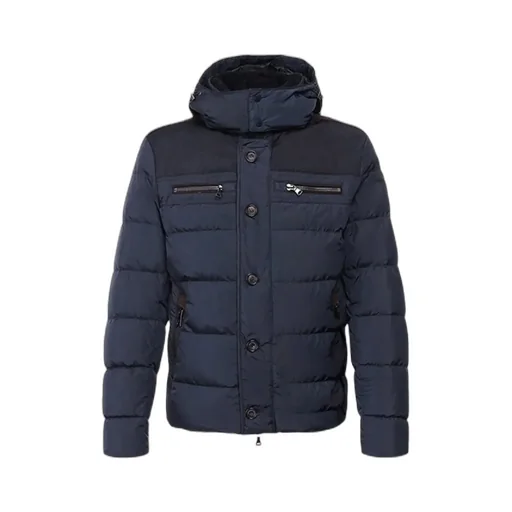 Long-Sleeved Hooded Quilted Down Jacket
