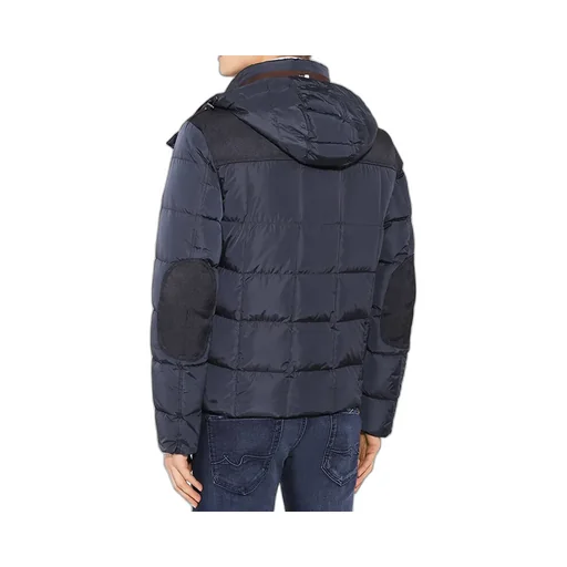 Long-Sleeved Hooded Quilted Down Jacket