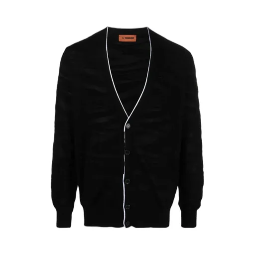 Devoré-Effect Wool Blend Cardigan