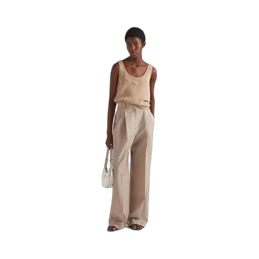 Prada High-Waist Belted Pleated Trousers