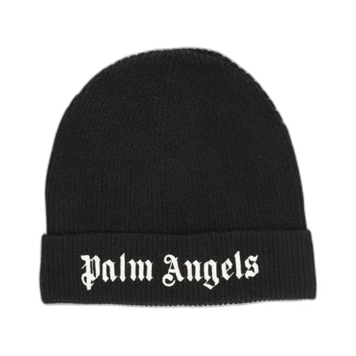 Palm Angels Kids Logo-Embroidered Turn-Up Hem Knitted Beanie