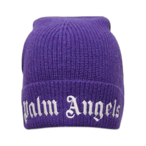 Palm Angels Kids Logo-Embroidered Turn-Up Hem Knitted Beanie