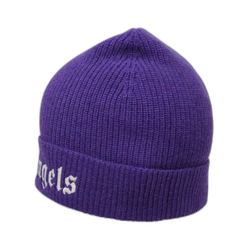 Palm Angels Kids Logo-Embroidered Turn-Up Hem Knitted Beanie