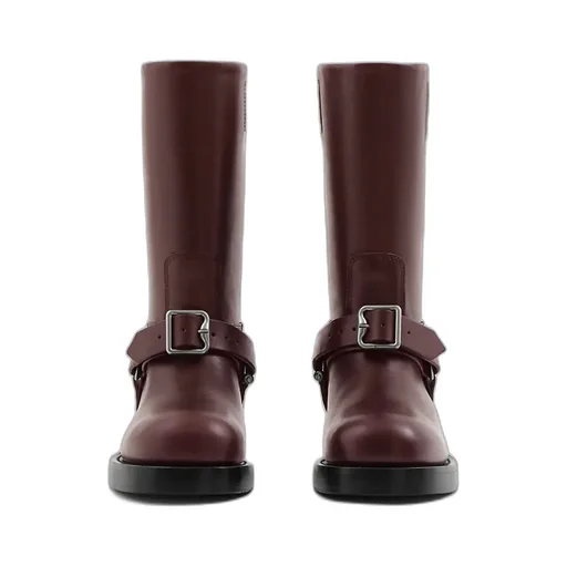Burberry Saddle Buckled Round-Toe Boots
