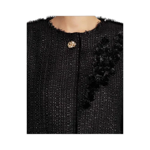 Appliqué-Detail Fringed Tweed Jacket