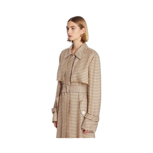 Lanvin Checkered Belted Trench Coat