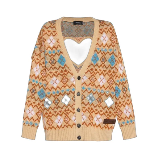 Dsquared2 Heart Vintage Shetland Knitted Cardigan