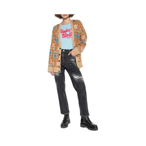 Dsquared2 Heart Vintage Shetland Knitted Cardigan