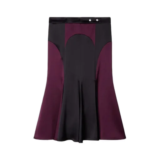 Pleated Satin Midi Skirt