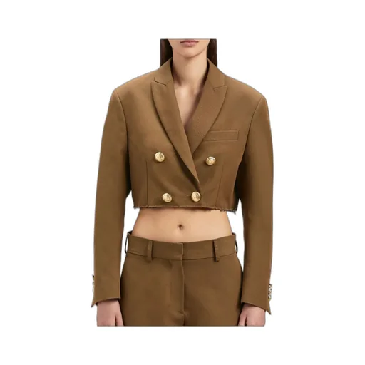 Palm Angels Raw-Cut Hem Cropped Jacket