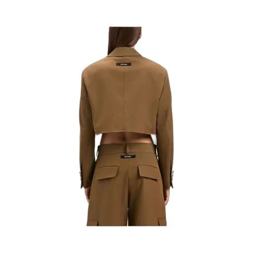 Palm Angels Raw-Cut Hem Cropped Jacket