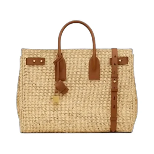 Sac De Jour Medium Supple In Raffia And Vegetable-Tanned Leather
