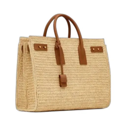Sac De Jour Medium Supple In Raffia And Vegetable-Tanned Leather