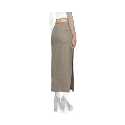 Crystal-Embellished Houndstooth Midi Skirt
